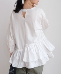 AMERICAN HOLIC | 異素材ティアード5分袖プルオーバー(Tシャツ/カットソー)