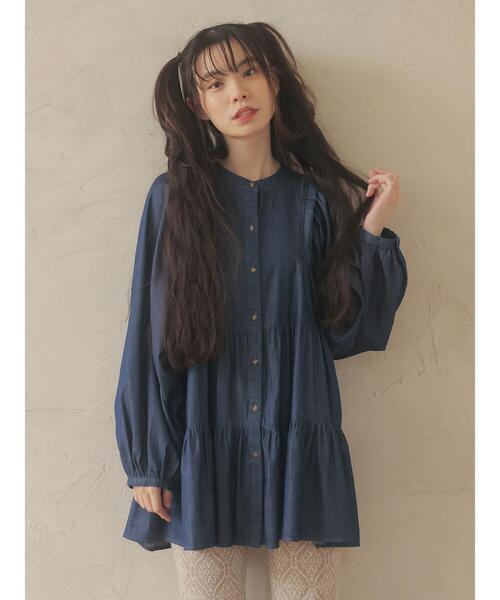 Sugar spoon（シュガースプーン）の「・SUGAR SPOON ティアードチュニック＊（シャツ/ブラウス・レディース・ブラック/インディゴブルー/ダークインディゴブルー・FREE）」の6枚目の写真