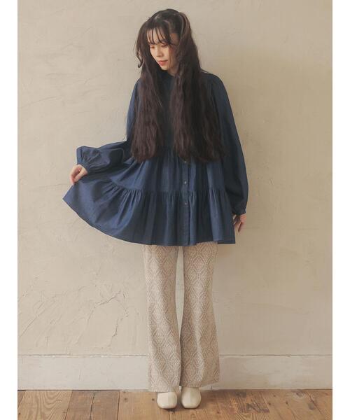 Sugar spoon（シュガースプーン）の「・SUGAR SPOON ティアードチュニック＊（シャツ/ブラウス・レディース・ブラック/インディゴブルー/ダークインディゴブルー・FREE）」の8枚目の写真