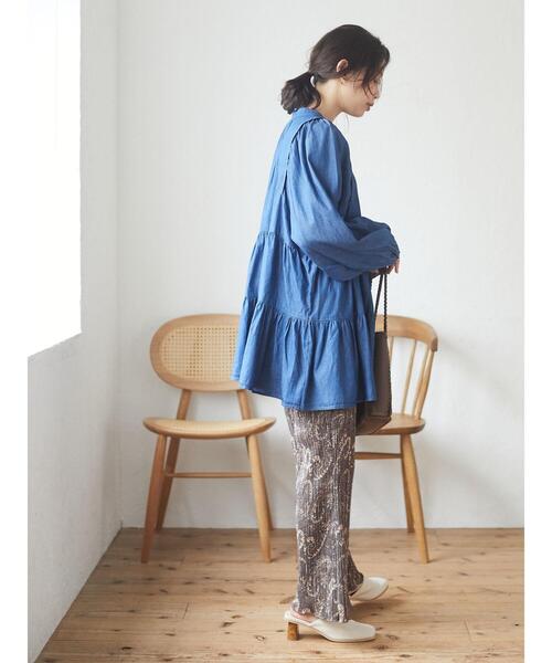 Sugar spoon（シュガースプーン）の「・SUGAR SPOON ティアードチュニック＊（シャツ/ブラウス・レディース・ブラック/インディゴブルー/ダークインディゴブルー・FREE）」の10枚目の写真