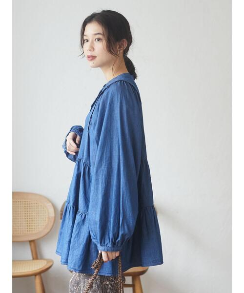 Sugar spoon（シュガースプーン）の「・SUGAR SPOON ティアードチュニック＊（シャツ/ブラウス・レディース・ブラック/インディゴブルー/ダークインディゴブルー・FREE）」の12枚目の写真