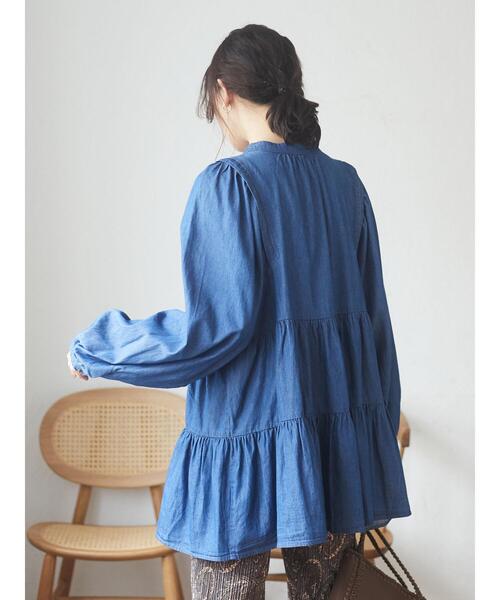 Sugar spoon（シュガースプーン）の「・SUGAR SPOON ティアードチュニック＊（シャツ/ブラウス・レディース・ブラック/インディゴブルー/ダークインディゴブルー・FREE）」の13枚目の写真