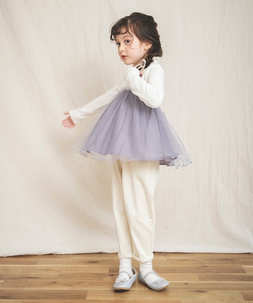 BRANSHES（ブランシェス）の「チュール重ね着風長袖Tシャツ（Tシャツ/カットソー・キッズ・アイボリー/ピンク・90cm/100cm/110cm/120cm/130cm）」の8枚目の写真