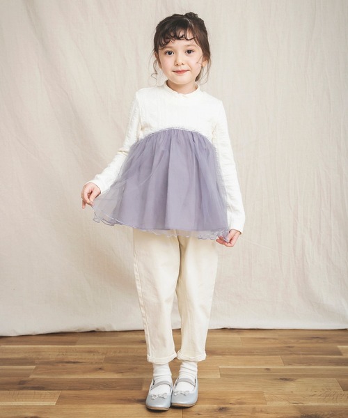 BRANSHES（ブランシェス）の「チュール重ね着風長袖Tシャツ（Tシャツ/カットソー・キッズ・アイボリー/ピンク・90cm/100cm/110cm/120cm/130cm）」の6枚目の写真