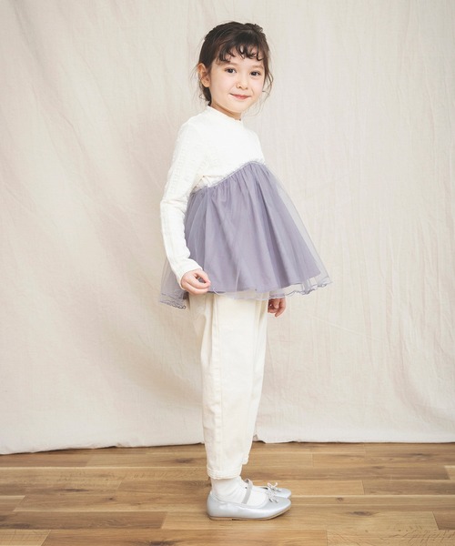 BRANSHES（ブランシェス）の「チュール重ね着風長袖Tシャツ（Tシャツ/カットソー・キッズ・アイボリー/ピンク・90cm/100cm/110cm/120cm/130cm）」の9枚目の写真