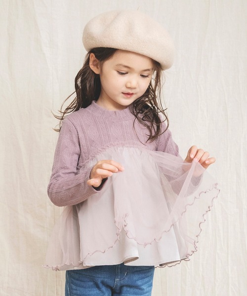 BRANSHES（ブランシェス）の「チュール重ね着風長袖Tシャツ（Tシャツ/カットソー・キッズ・アイボリー/ピンク・90cm/100cm/110cm/120cm/130cm）」の12枚目の写真