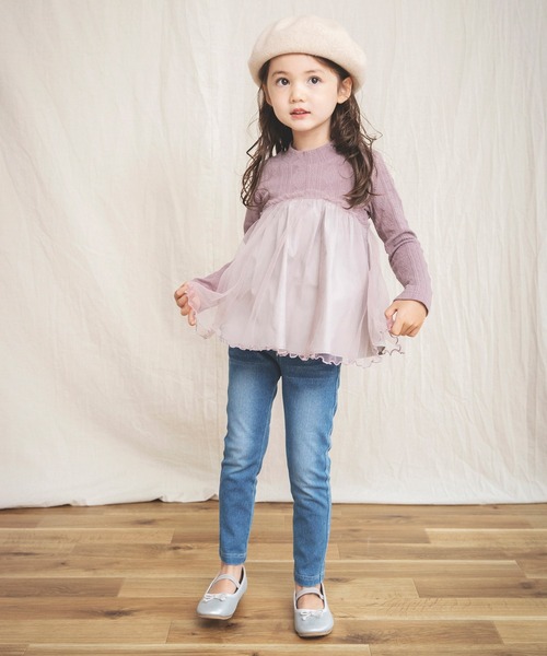 BRANSHES（ブランシェス）の「チュール重ね着風長袖Tシャツ（Tシャツ/カットソー・キッズ・アイボリー/ピンク・90cm/100cm/110cm/120cm/130cm）」の17枚目の写真