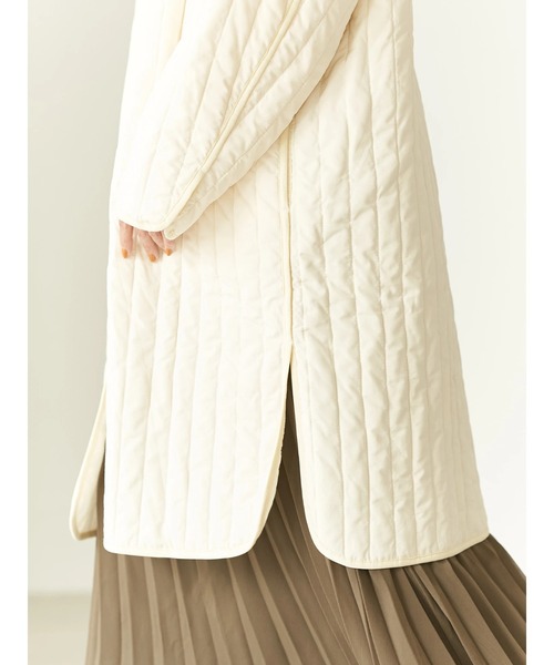 earth music&ecology(アースミュージックアンドエコロジー)の「【WEB限定】パイピングキルティングコート(ノーカラーコート・レディース・ブラック/カーキ/アイボリー・FREE)」の18枚目の写真