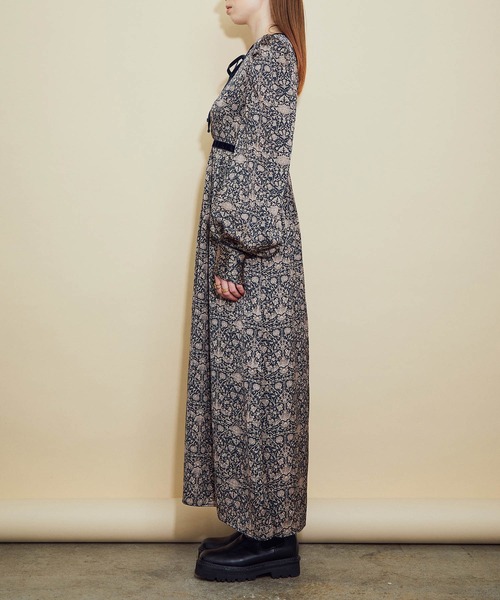 ユナイテッドアローズ ワンピース ブルー 花柄 リボン M ユナイテッド