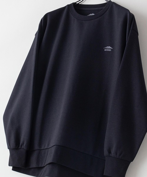 OUTDOOR PRODUCTS APPAREL(アウトドアプロダクツアパレル)の「【OUTDOOR PRODUCTS/アウトドアプロダクツ】防シワ UVカット ポンチ素材使用 CAMPモチーフデザインスウェットトレーナー イージーケア商品(スウェット・レディース・カーキ/アイボリー/ブラック・FREE)」の2枚目の写真