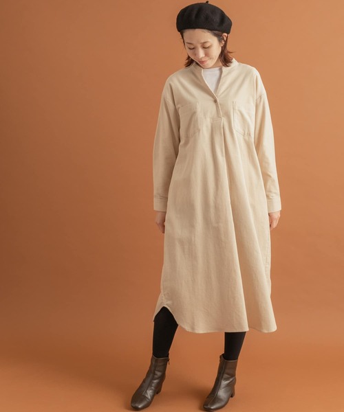 URBAN RESEARCH Sonny Label(アーバンリサーチサニーレーベル)の「コーデュロイスキッパーシャツワンピース(ワンピース・レディース・チャコールグレー/ベージュ系その他/ライトベージュ/ダークグレー・FREE)」の14枚目の写真