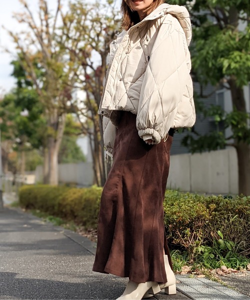 Per sist ence(パーシエンス)の「Per sist ence/パーシエンス 中綿ダイヤキルト フードブルゾン(ダウンジャケット/コート・レディース・ブラック/アイボリー/ミント/モカ/グレイッシュベージュ・FREE)」の17枚目の写真