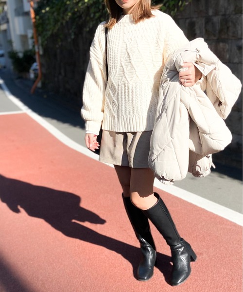 Per sist ence(パーシエンス)の「Per sist ence/パーシエンス 中綿ダイヤキルト フードブルゾン(ダウンジャケット/コート・レディース・ブラック/アイボリー/ミント/モカ/グレイッシュベージュ・FREE)」の10枚目の写真