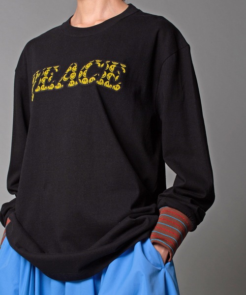 NON TOKYO（ノントーキョー）の「PRINT LONG T-SHIRT（PEACE）（Tシャツ/カットソー・レディース・ホワイト/ブラック・FREE）」の4枚目の写真