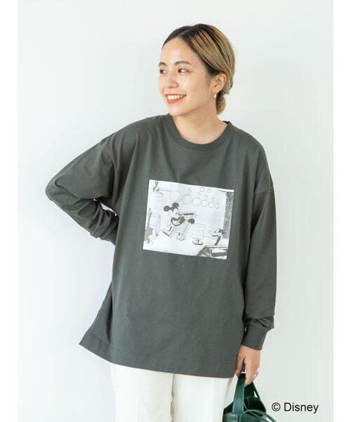 Disney（ディズニー）の「サイドスリットカットプルオーバー/Mickey（Tシャツ/カットソー・レディース・カーキ/ブラック/グレイッシュベージュ/オフホワイト・L/M）」の5枚目の写真