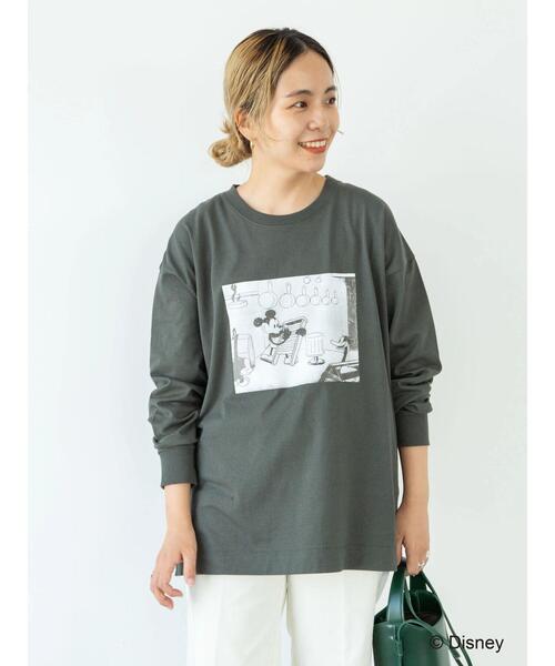 Disney（ディズニー）の「サイドスリットカットプルオーバー/Mickey（Tシャツ/カットソー・レディース・カーキ/ブラック/グレイッシュベージュ/オフホワイト・L/M）」の6枚目の写真