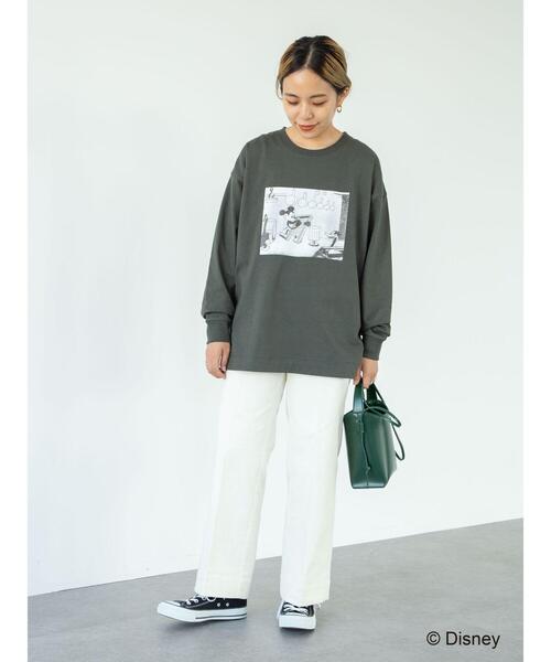 Disney（ディズニー）の「サイドスリットカットプルオーバー/Mickey（Tシャツ/カットソー・レディース・カーキ/ブラック/グレイッシュベージュ/オフホワイト・L/M）」の9枚目の写真