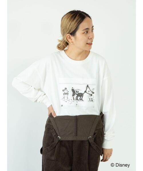 Disney（ディズニー）の「サイドスリットカットプルオーバー/Mickey（Tシャツ/カットソー・レディース・カーキ/ブラック/グレイッシュベージュ/オフホワイト・L/M）」の2枚目の写真