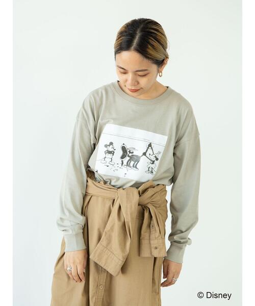 Disney（ディズニー）の「サイドスリットカットプルオーバー/Mickey（Tシャツ/カットソー・レディース・カーキ/ブラック/グレイッシュベージュ/オフホワイト・L/M）」の3枚目の写真
