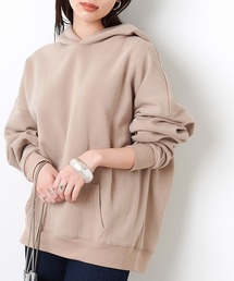 バックプリントカレッジロゴ ビックシルエットパーカー