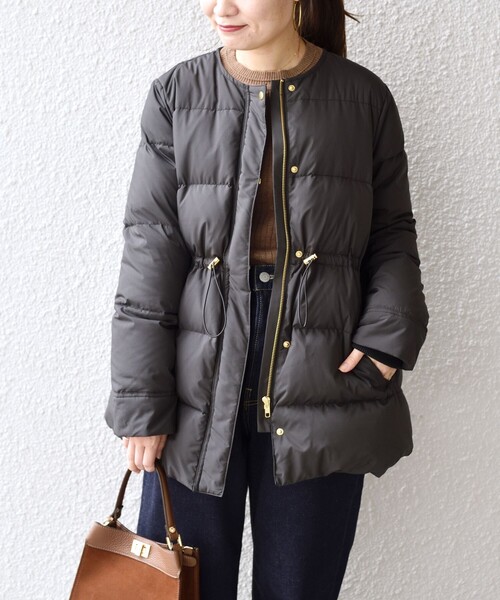 極美品シップス　撥水加工ドロストダウン　ダウンジャケットネイビー31900円М 極美品シップス 撥水加工ドロストダウン ダウンジャケットネイビー