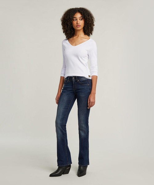 G-STAR(ジースター)の「MIDGE BOOTCUT JEANS/ブーツカットデニムパンツ/フレアジーンズ/L28/L30(デニムパンツ・レディース・ダークインディゴブルー・24inch/24/28/25inch/26inch/27inch/23/28/28/28/25/28/27/28/28inch/26/28)」の2枚目の写真