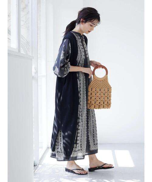 CRAFT STANDARD BOUTIQUE（クラフトスタンダードブティック）の「【追加】ウエスト切り替えボリュームワンピース　◆（ワンピース・レディース・チャコールグレー/パープル/グリーン/ライトベージュ・FREE）」の12枚目の写真