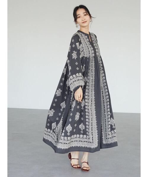 CRAFT STANDARD BOUTIQUE（クラフトスタンダードブティック）の「【追加】ウエスト切り替えボリュームワンピース　◆（ワンピース・レディース・チャコールグレー/パープル/グリーン/ライトベージュ・FREE）」の13枚目の写真