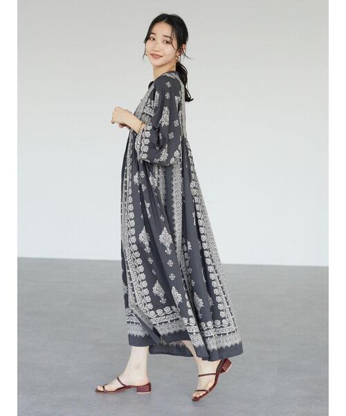 CRAFT STANDARD BOUTIQUE（クラフトスタンダードブティック）の「【追加】ウエスト切り替えボリュームワンピース　◆（ワンピース・レディース・チャコールグレー/パープル/グリーン/ライトベージュ・FREE）」の14枚目の写真