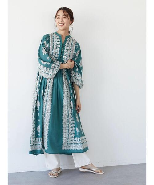 CRAFT STANDARD BOUTIQUE（クラフトスタンダードブティック）の「【追加】ウエスト切り替えボリュームワンピース　◆（ワンピース・レディース・チャコールグレー/パープル/グリーン/ライトベージュ・FREE）」の21枚目の写真