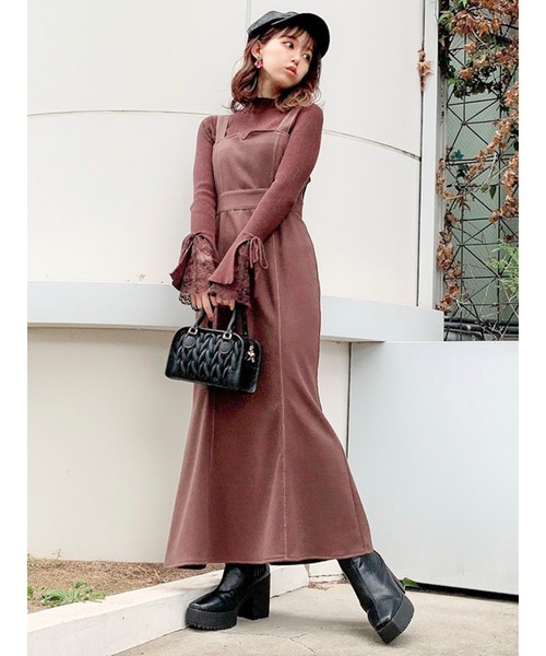 dazzlin（ダズリン）の「ヘムレースフレアニットトップス（ニット/セーター・レディース・ブラック/ブラウン/オフホワイト/ピンク・FREE）」の8枚目の写真