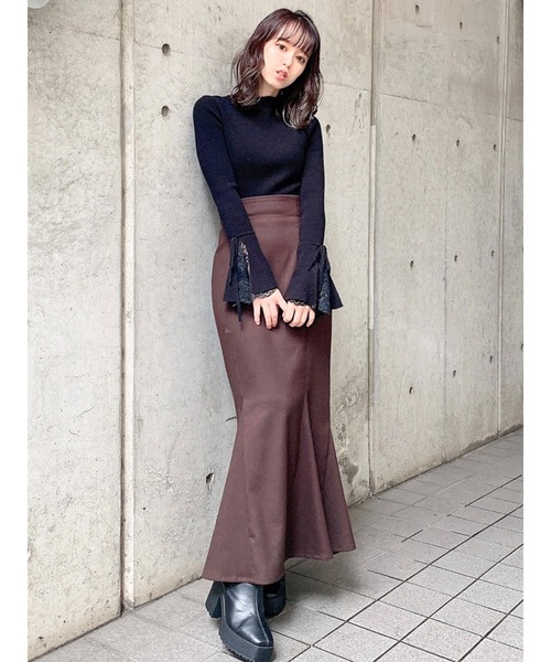 dazzlin（ダズリン）の「ヘムレースフレアニットトップス（ニット/セーター・レディース・ブラック/ブラウン/オフホワイト/ピンク・FREE）」の10枚目の写真