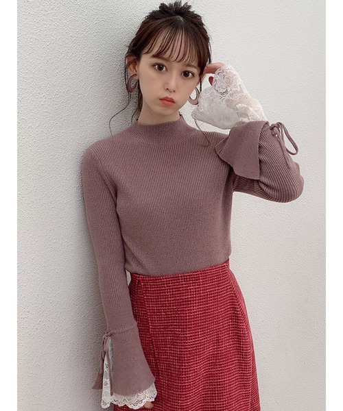 dazzlin（ダズリン）の「ヘムレースフレアニットトップス（ニット/セーター・レディース・ブラック/ブラウン/オフホワイト/ピンク・FREE）」の19枚目の写真