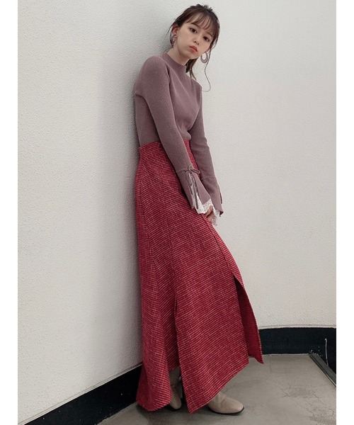 dazzlin（ダズリン）の「ヘムレースフレアニットトップス（ニット/セーター・レディース・ブラック/ブラウン/オフホワイト/ピンク・FREE）」の20枚目の写真