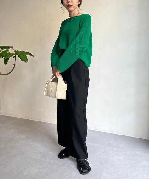 CAPRICIEUX LE'MAGE（カプリシューレマージュ）の「2WAYスリットニット（ニット/セーター・レディース・ベージュ/オフホワイト/グリーン・FREE）」の13枚目の写真