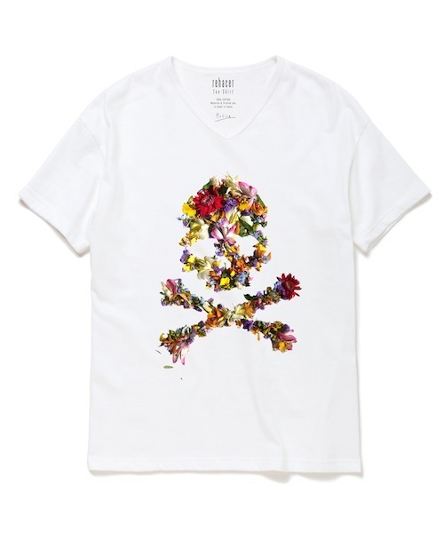 rehacer(レアセル)の「rehacer : Flower Skull Made in Japan / フラワー スカル Tシャツ メイドインジャパン(Tシャツ/カットソー・メンズ・ホワイト/ブラック/チャコールグレー/ネイビー/ワインレッド/グレー・SMALL/MEDIUM/LARGE/X-LARGE)」の11枚目の写真