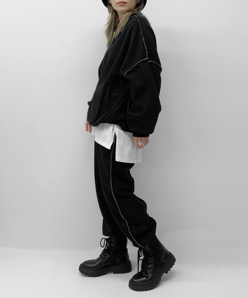 LVEU.（ラブユ.）の「Stitch fleece setup / ステッチフリースセットアップ（セットアップ・レディース・ブラック・FREE）」の4枚目の写真