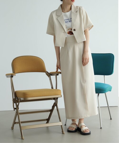 RAY CASSIN（レイカズン）の「スリットナロースカート（スカート・レディース・ブラック/キナリ/ブルー・FREE）」の2枚目の写真