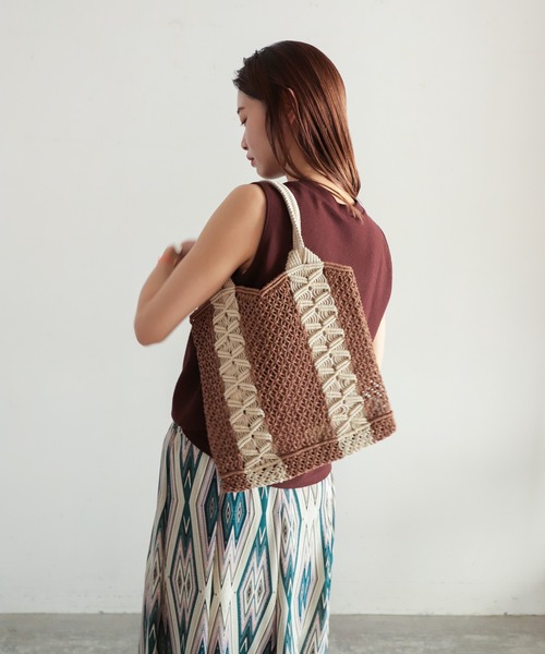 NOMBRE IMPAIR（ノンブルアンペール）の「アナンズ バイカラーコットンメッシュBAG（ハンドバッグ・レディース・ブラウン/ブラック・FREE）」の10枚目の写真