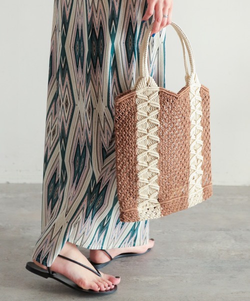 NOMBRE IMPAIR（ノンブルアンペール）の「アナンズ バイカラーコットンメッシュBAG（ハンドバッグ・レディース・ブラウン/ブラック・FREE）」の7枚目の写真