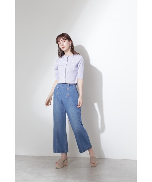 JILL STUART（ジルスチュアート）の「◆プチエンブロイダリーニット（カーディガン/ボレロ・レディース・ホワイト/パープル・FREE）」の5枚目の写真