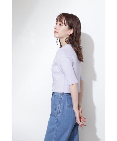 JILL STUART（ジルスチュアート）の「◆プチエンブロイダリーニット（カーディガン/ボレロ・レディース・ホワイト/パープル・FREE）」の6枚目の写真