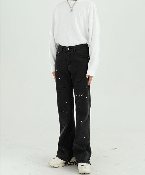 WESTBOY(ウエストボーイ)の「【WB ORIGINALS】Flare Jeans in Painted Denim WO22S2PT09(デニムパンツ・メンズ・ブラック・L/M/XL)」の2枚目の写真