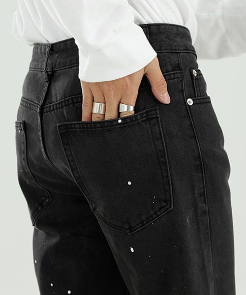 WESTBOY(ウエストボーイ)の「【WB ORIGINALS】Flare Jeans in Painted Denim WO22S2PT09(デニムパンツ・メンズ・ブラック・L/M/XL)」の6枚目の写真