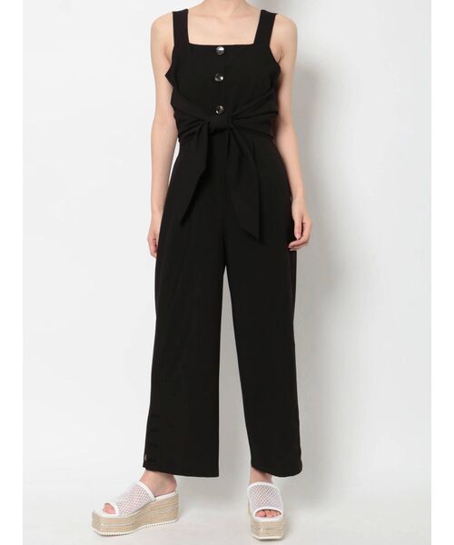 MURUA（ムルーア）の「リボンボタンロンパース（つなぎ/オールインワン・レディース・ブラック/カーキ/アイボリー・1/2）」の10枚目の写真