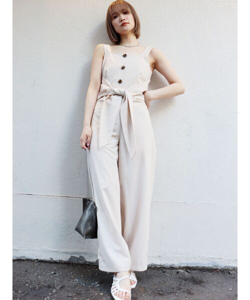 MURUA（ムルーア）の「リボンボタンロンパース（つなぎ/オールインワン・レディース・ブラック/カーキ/アイボリー・1/2）」の22枚目の写真