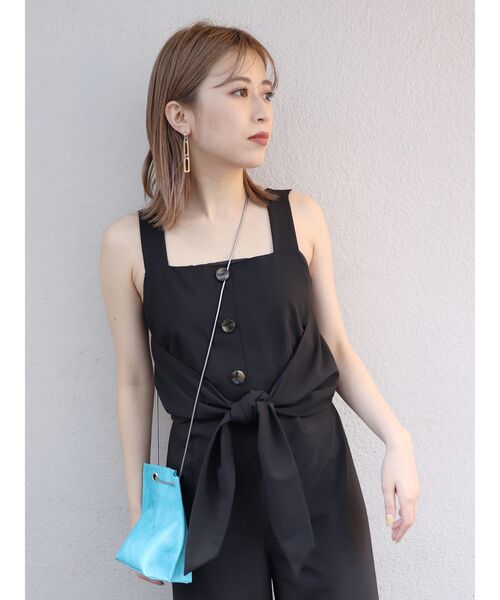 MURUA（ムルーア）の「リボンボタンロンパース（つなぎ/オールインワン・レディース・ブラック/カーキ/アイボリー・1/2）」の19枚目の写真
