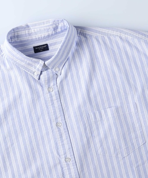 BACK NUMBER（バックナンバー）の「【BACK NUMBER】ビッグシルエットストライプオックスフォードシャツ（シャツ/ブラウス・メンズ・ホワイト×ネイビー/サックスブルー・M/L/S）」の13枚目の写真