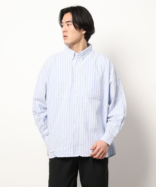 BACK NUMBER（バックナンバー）の「【BACK NUMBER】ビッグシルエットストライプオックスフォードシャツ（シャツ/ブラウス・メンズ・ホワイト×ネイビー/サックスブルー・M/L/S）」の17枚目の写真