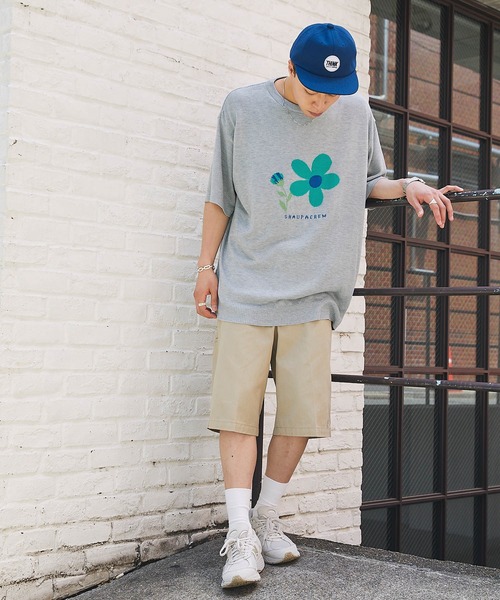 Snap club(スナップクラブ)の「【Snap club】フラワージャガード サマーニット/半袖ニット(ニット/セーター・メンズ・ライトグレー/ブルー/ダークネイビー・M/L)」の14枚目の写真